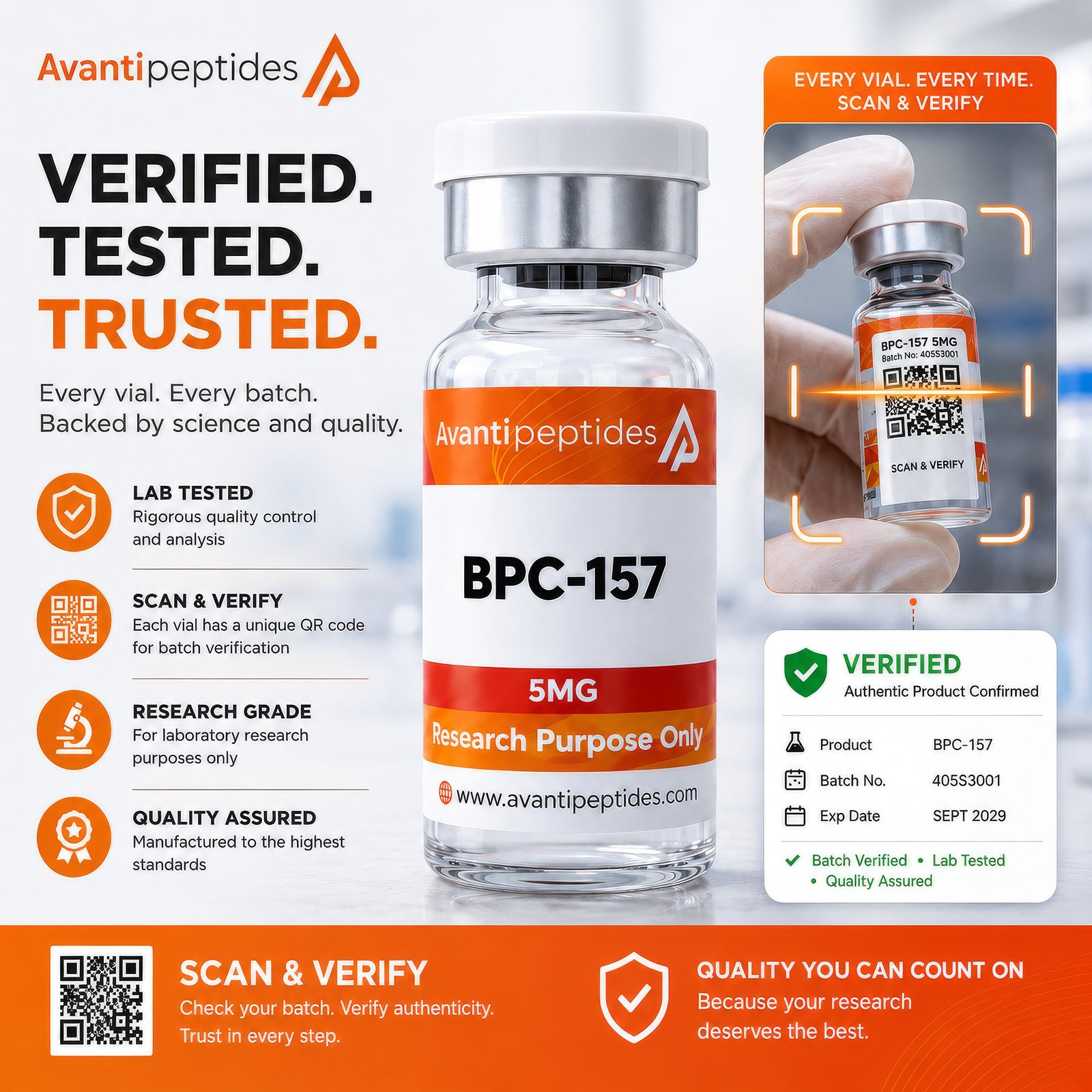 Avanti Peptides - Verified, Tested, Trusted. Scan and verify every vial.